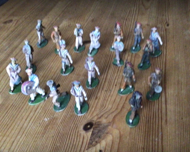 Lot De 6 Soldats Anciens Marins Français (1970-1990) - Plastique 1:32 à Peindre, Occasion