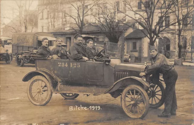 Cpa 57 Bitche Carte Photo Voiture Militaire En Tres Gros Plan