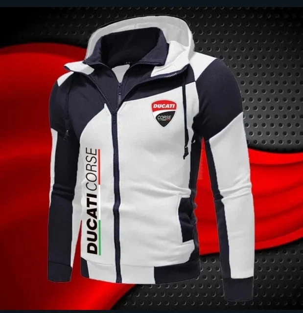 Felpa In Pile Uomo Con Cappuccio Doppia Cerniera Ducati Corse. Tg.xl