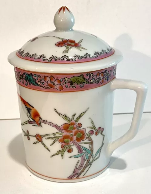 Chinese Tea Cup Vintage Porcelain Mug with Lid