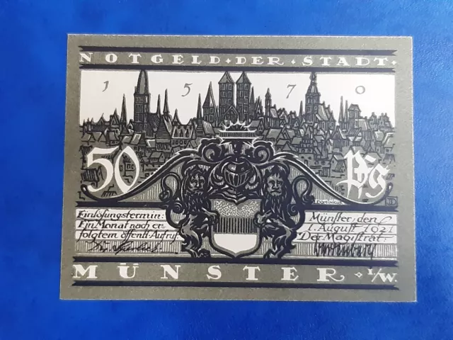 Munster Notgeld 50 Pfennig 1921 Emergency Money Germany Banknote (24805)