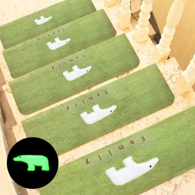 5Pcs Stair Treads Carpets Non-Slip Mats Indoor Luminous Bear Rugs RubberBacking