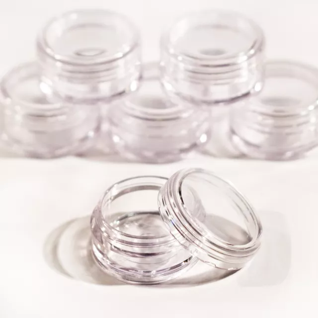 1000 x 10ml screw top craft pots for glitter, lip balm CLEAR LIDS jfc1000