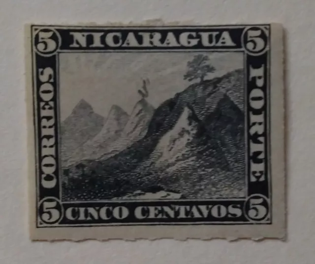 Nicaragua Stamp, 1878, sc#10, Mint, Hinged, OG, Roulette