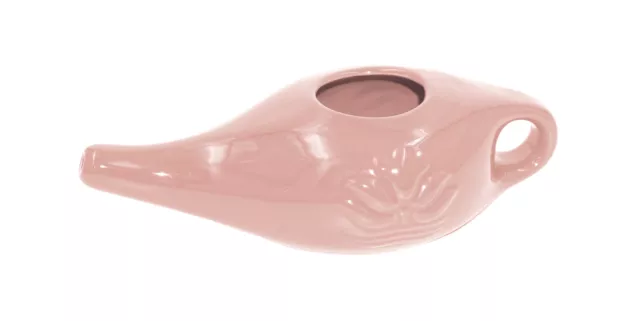 Neti Pot Nasenreinigungskanne, Nasenkännchen aus Keramik, 250 ml, Rosa