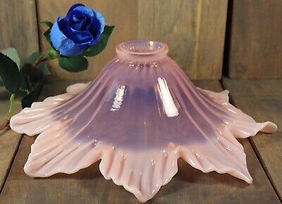 RARE Antique Art Nouveau Pink Opalescent Glass French Flower Lamp Shade c1910