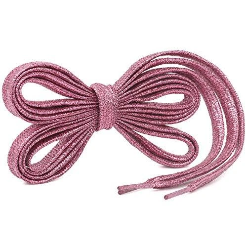 Flat Shiny Metallic Glitter Shoelaces Pink Sequin Flat Shoe Strings