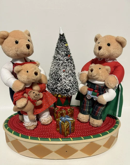 ANIMATED TEDDY BEAR Moving Singing Family Light Up Tree 10 Christmas 