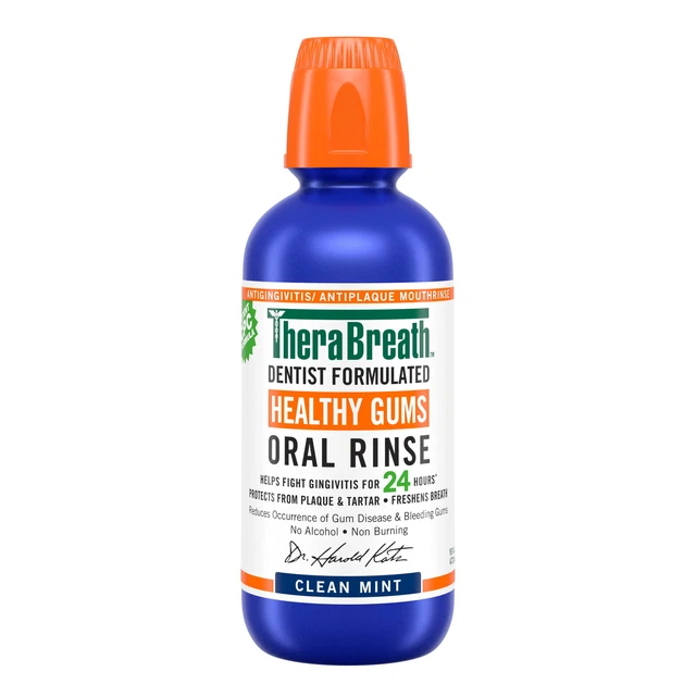 TheraBreath Healthy Gums Mouthwash, Clean Mint, Dentist Formulated, 16 Fl Oz TheraBreath Healthy Gums Mouthwash, Clean Mint, Dentist Formulated, 16 Fl Oz