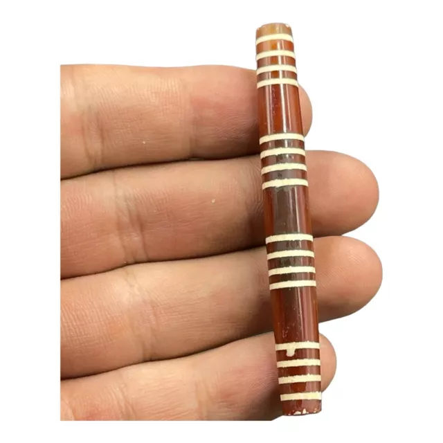 16 Stripes Beautiful Ancient Tibetan Etched PYU Carnelian Dzi Bead Amulet