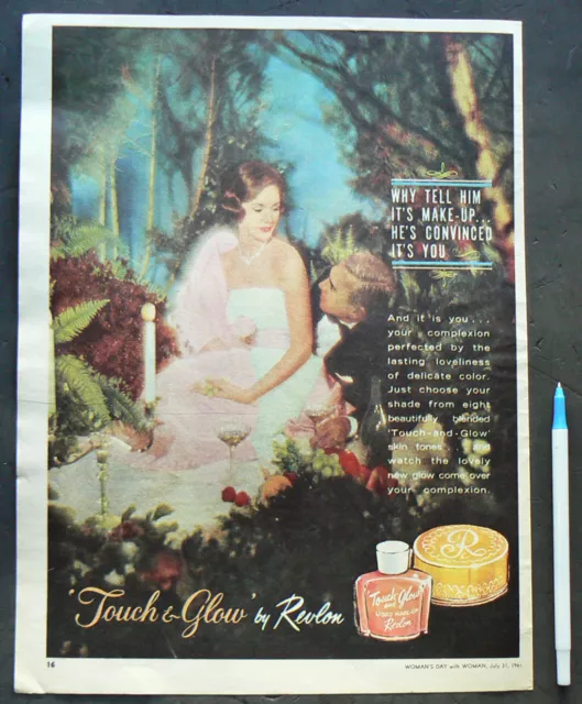 1961 vintage ad REVLON make up advertisement old advert beauty foundation powder