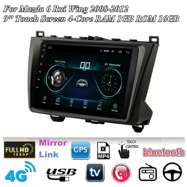 9'' Android 9.1 GPS Navigation Stereo Radio BT WiFi For Mazda 6 Rui Wing 2008-12