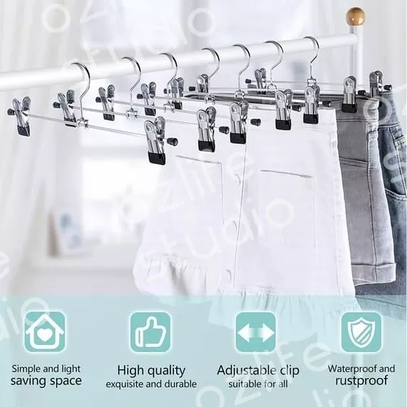 Metal Adjustable Clip Hangers Pants Skirt Coat Bulk Clothes Clothing Hangers 3