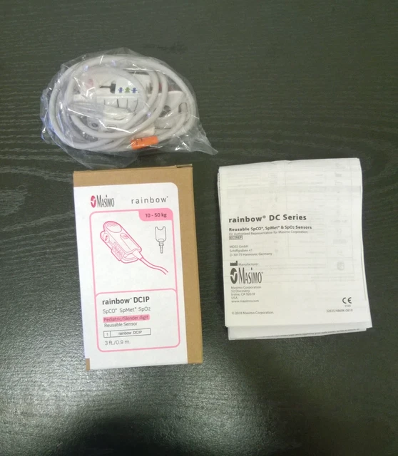 Masimo 2697 Rainbow DCIP SpCO SpO2 SpMet Pediatric Slender Digit Reusable Sensor