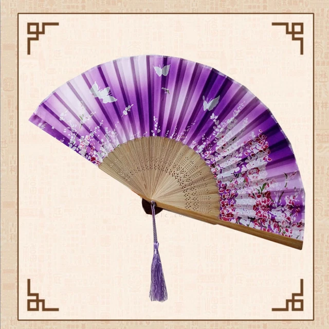 Ventola pieghevole telaio viola ventilatore pieghevole ventilatore cinese ragazze donne
