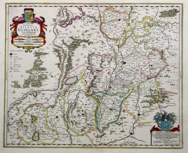 Glogau Herzogtum Original Kupferstich Landkarte Janssonius 1635