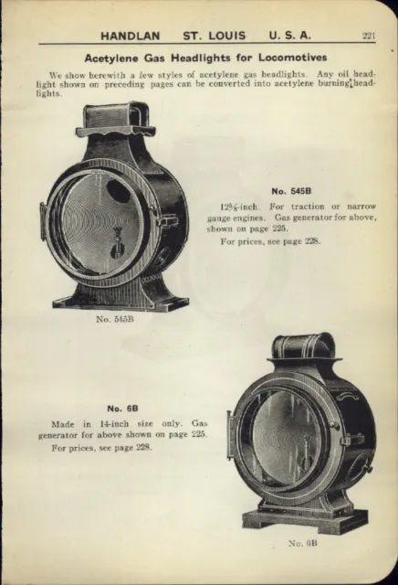 1918 PAPER AD Acetylene Gas Locomotive Headlight Generator No 545B 6B 584B