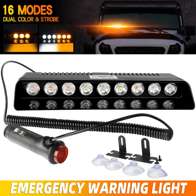 9-LED Strobe Light Bar Car Emergency Warning Beacon Hazard Lamp Windshield Dash