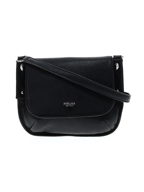 Perlina Women Black Leather Crossbody Bag One Size