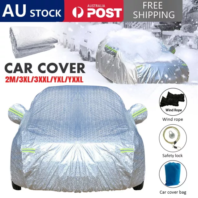 Large Car Cover Waterproof Aluminum 3 Layer UV Dust Hail Resitant Universal Size