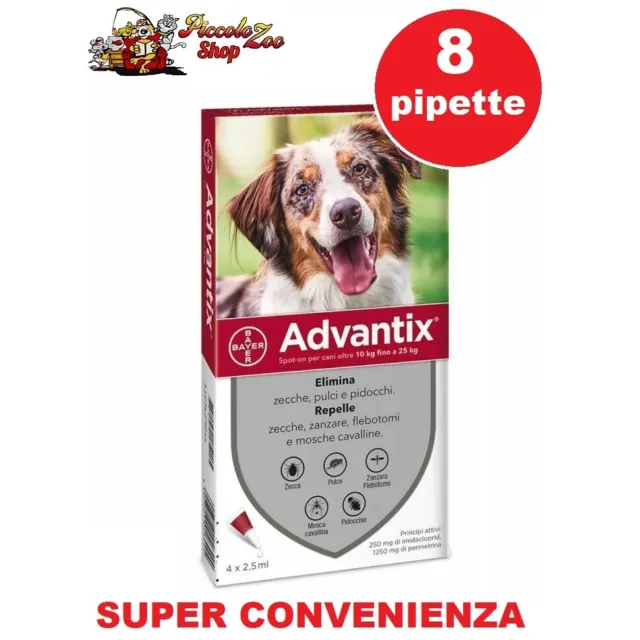 Bayer Advantix 10-25 kg 8 pipette antiparassitario per cani da 10 fino a 25 kg