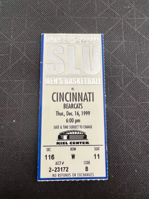 1999 Cincinnati Bearcats at Saint Louis Billikens Basketball Ticket Stub