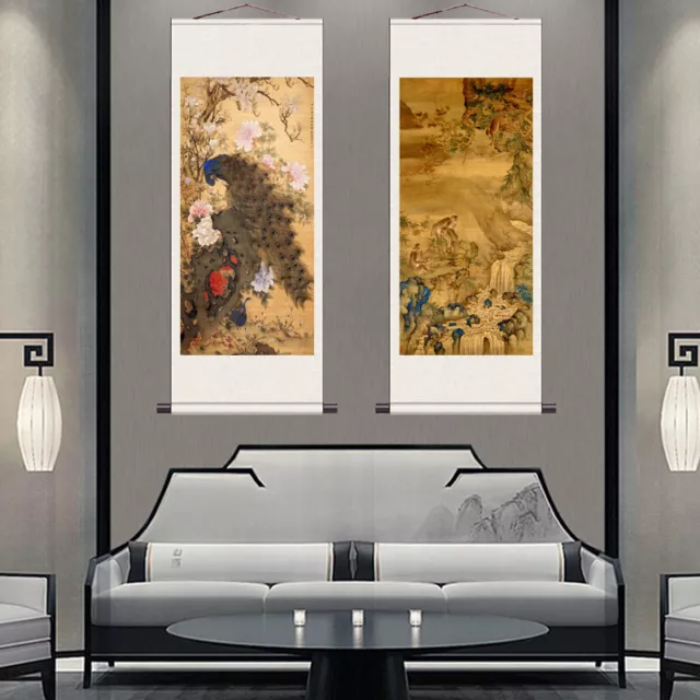 Chinese Ink Painting Wall Scrolls Calligraphy Hand Painted Hanging Artwork Decor 3