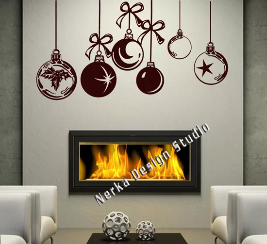 Huge Size Christmas Window Decoration / Xmas Baubles Stickers  Wall Sticker S26