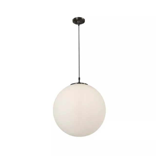 Black Metal Ceiling Fitting Mounted Indoor Pendant Light Opal Glass Round Shade