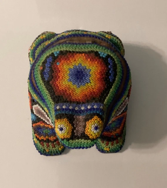 Beaded Frog Wood Trinket Ring Box