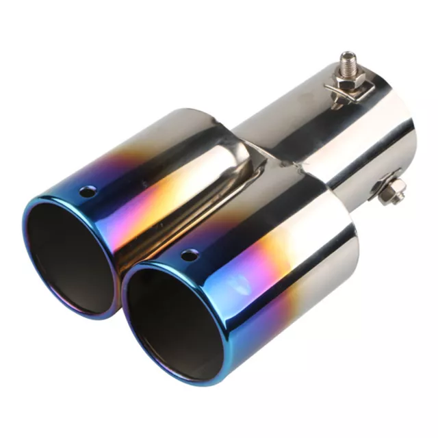 Dual Outlet Burnt Blue Car Auto Exhaust Tip Stainless Steel Muffler Universal
