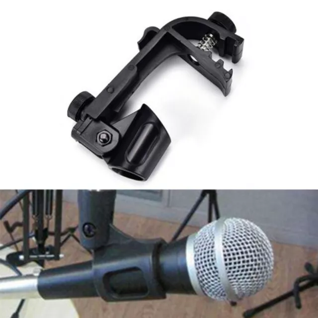 1 x clip microfono regolabile per batteria antiurto montaggio cerchio supporto morsetto microfono nero