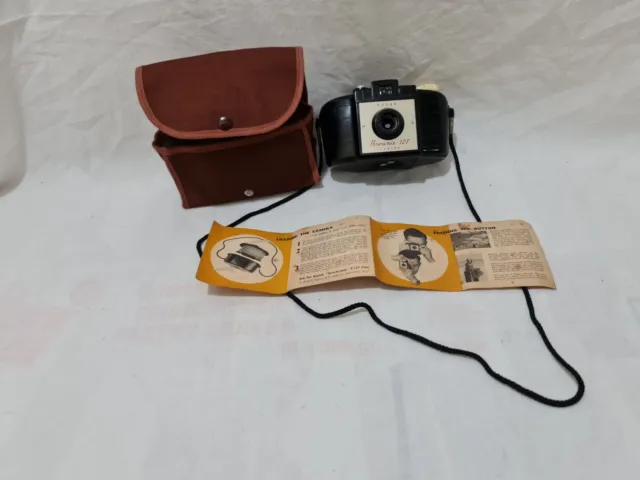 Raro Kodak Brownie 127 Era 1950 Con Estuche/Correa/Instrucciones Hecho De Baquelita