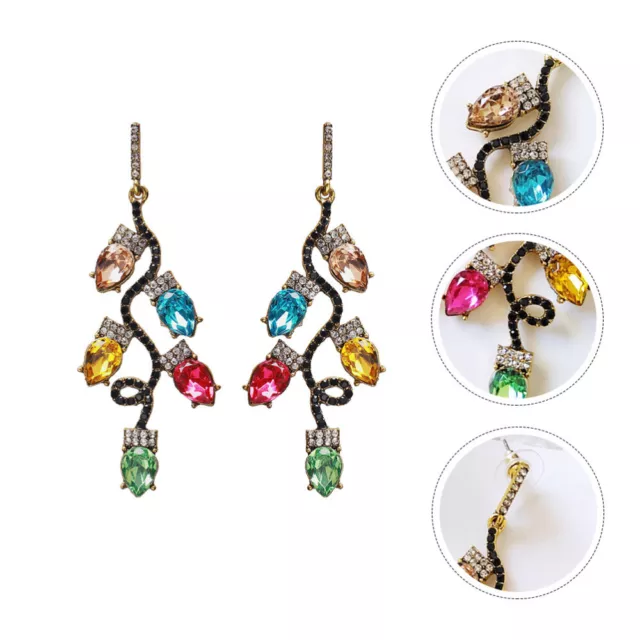 Colorful Stud Earrings Christmas Gifts Rhinestone Drop Delicate