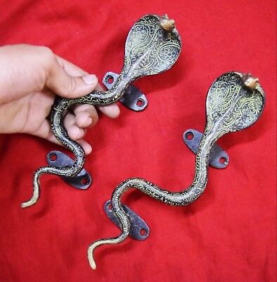 Python Cobra Snake Door Handle Brass Handmade Vintage Style Wardrobe Pull BM17