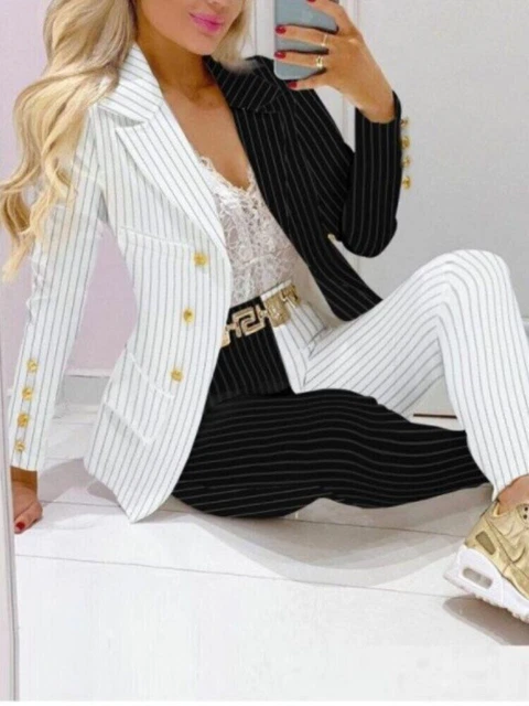 Butterfly Blazer Suit and Pants Two 2 Piece Set Women Outfit Tracksuit