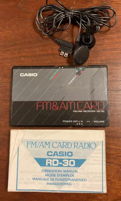 Casio RD-30 FM/AM Card Receiver, Credit Card Slim Radio w/ Earphones and Manual