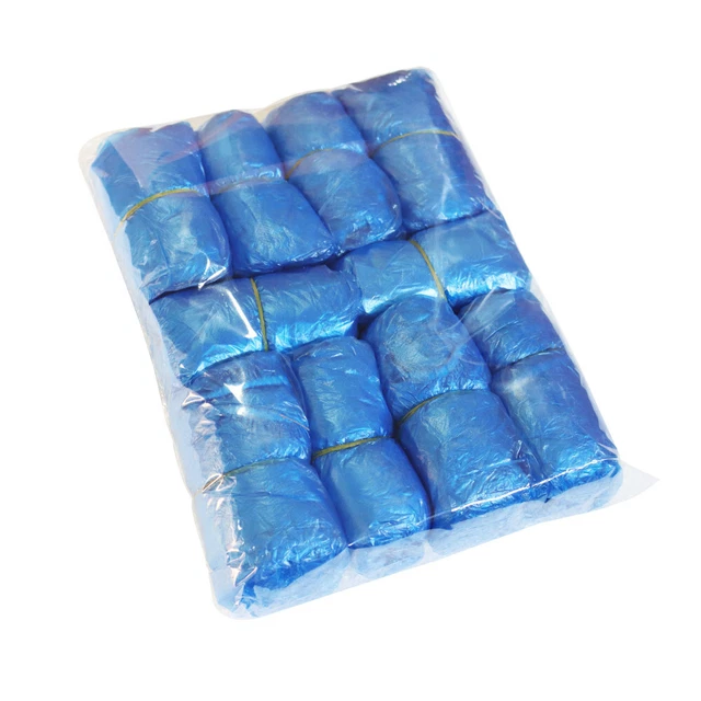 100 pieces of Large Size Disposable Plastic Shoe Covers Thickened Waterproof