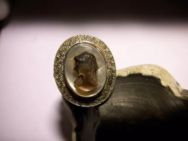 original Thedor Fahrner Ring 925 Silber-vergoldet Kamee Cameo