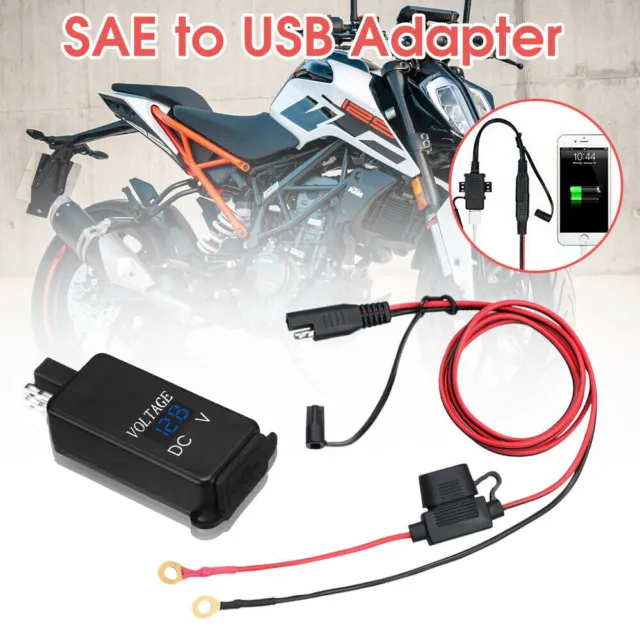 Waterproof Dual USB Port Motorbike Motorcycle Charger Socket Black Power Adapter