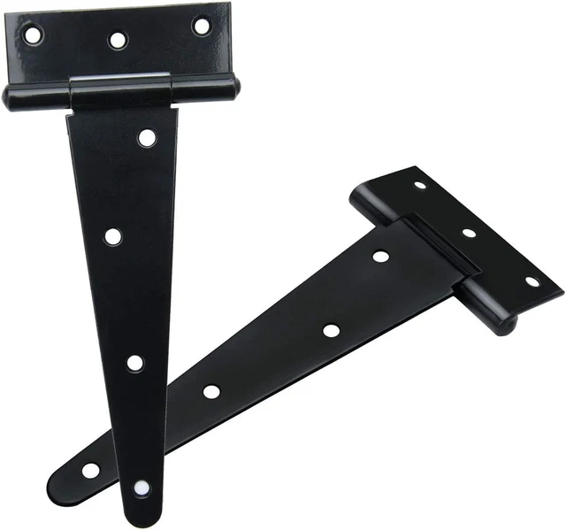 T-Strap Shed Hinge Gate Strap Heavy Duty Hinge Door Barn Gates Hinges Black Wrou