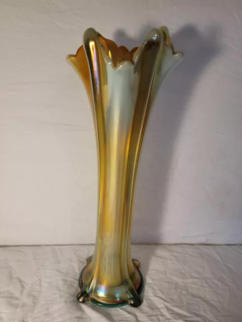 Vintage Northwood Carnival Glass Vase Amber/Brown