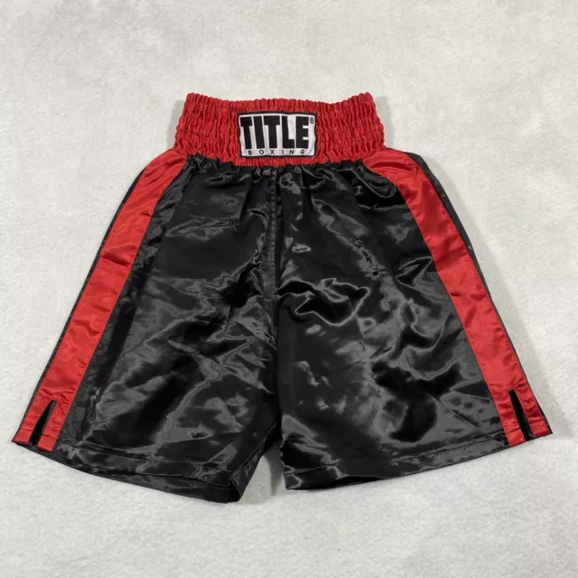 Title Boxing Black/Red Satin Trunks Shorts Drawstring Polyester Size Medium M