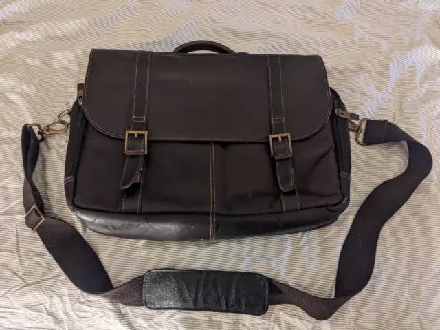 Samsonite Colombian Leather Flap-Over Messenger Bag Laptop Briefcase Brown