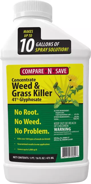 Weed Grass Killer Herbicide 16 ounce 75324 White 41% Glyphosate Compare-N-Save