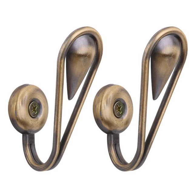 1 pair of Tear Shape Vintage Alloy Curtain Holdbacks Tieback Hooks(Bronze) B8A5