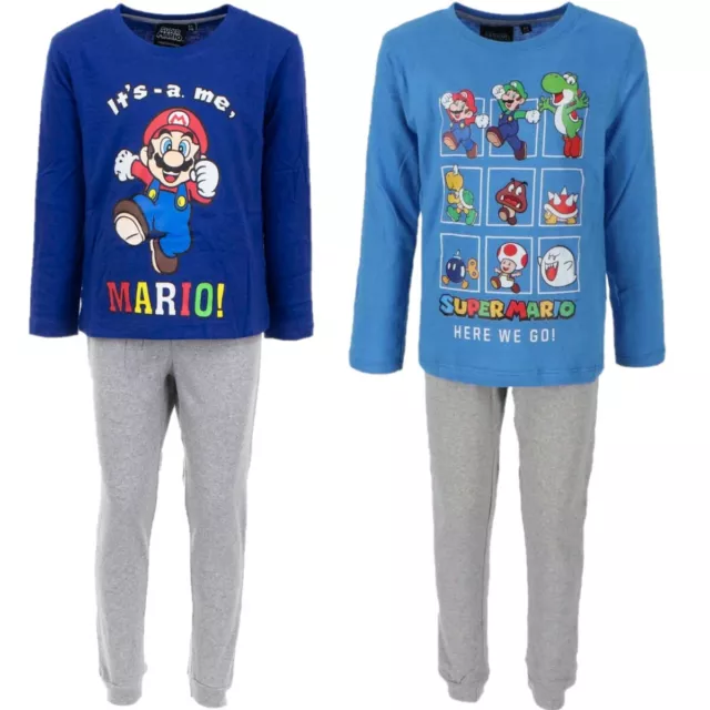 Boys Kids Super Mario Long Sleeve Pyjamas PJs Set Age 3 4 5 6 7 8 Years