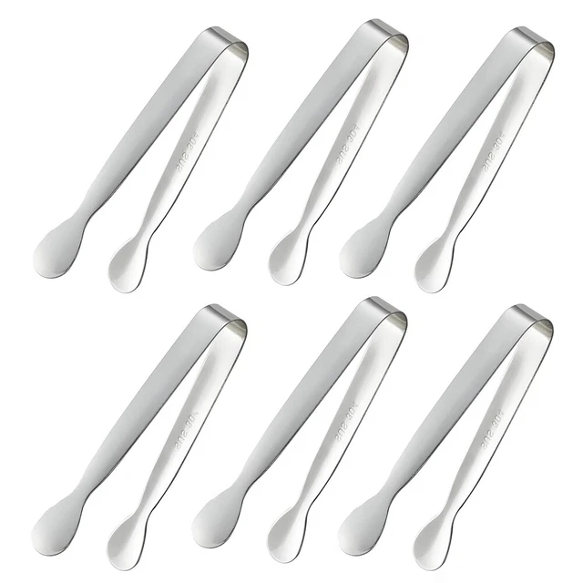 Lot De 8 Petites Pinces De Service En Inox - 11cm, Finition Noir - Pour Apéritif, Sucre, Glaçons, Charcuterie, Dessert