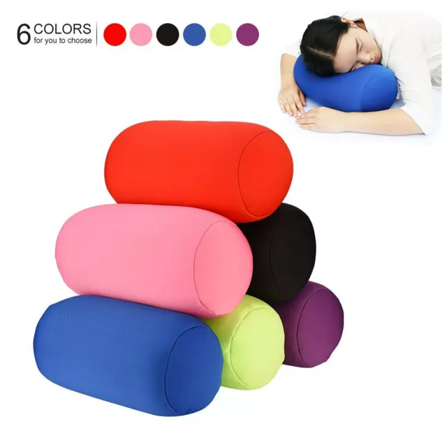 Microbead Roll Cushion Neck Waist Back Head Support Sleep Pillow Travel 30x14cm
