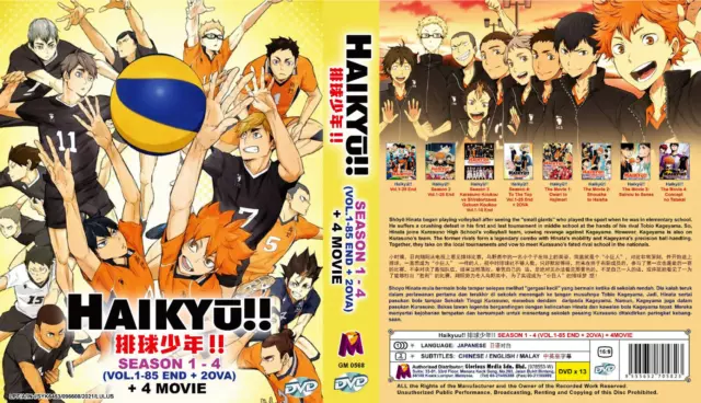 HAIKYU!! SEASON 1-4 VOL.1-85 END + 4 MOVIE + 5 OVA ANIME DVD ENGLISH DUBBED